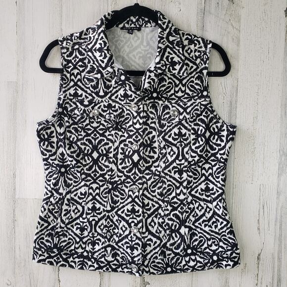 E39 By Eric Black & White Tailored Vest Medium - Picture 1 of 11